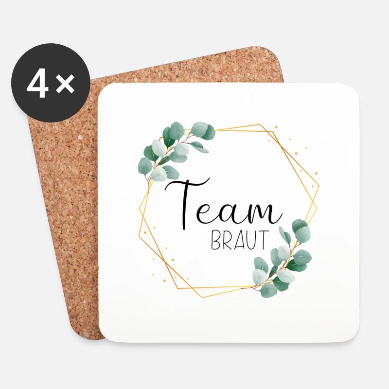 Eukalyptus Blätter - Team Braut - 11 - Untersetzer (4er-Set) - Weiß