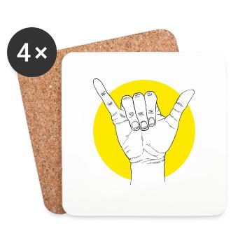Bleib locker Surfer - Surfergruß - Hand Geste - Untersetzer (4er-Set) - Weiß - Vorne