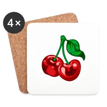 Cherries in Chest Pocket Shirt Pocket Bag - Coasters (set of 4) - white - Front