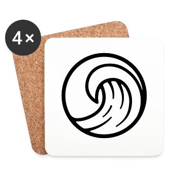 wave sea surfing surfer surfing - Coasters (set of 4) - white - Front