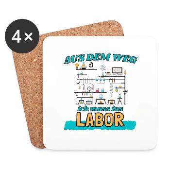 Labor Laborant - aus dem Weg ich muss ins Labor - Untersetzer (4er-Set) - Weiß - Vorne