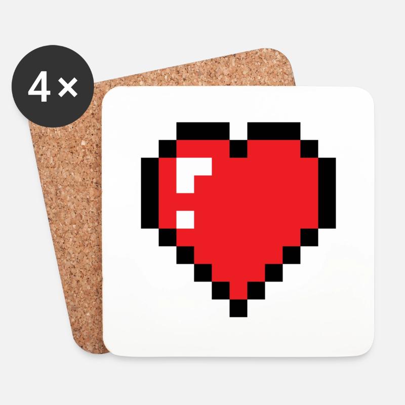 Herz pixel - Untersetzer (4er-Set) - Weiß