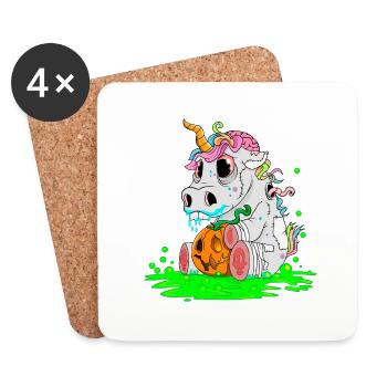 Unicorn Halloween Zombiecorn Horror Gift - Coasters (set of 4) - white - Front