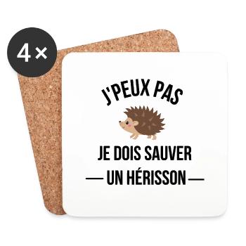 j peux pas je dois sauver un hérisson - Dessous de verre (lot de 4) - blanc - Devant