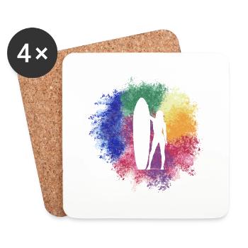 Surfeuse fille - Dessous de verre (lot de 4) - blanc - Devant