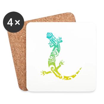 Maori Salamander Polynesian Tribal Tattoo Geschenk - Untersetzer (4er-Set) - Weiß - Vorne