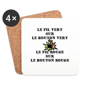 Le fil vert sur le bouton vert,le fil rouge…- Film - Dessous de verre (lot de 4) - blanc - Devant