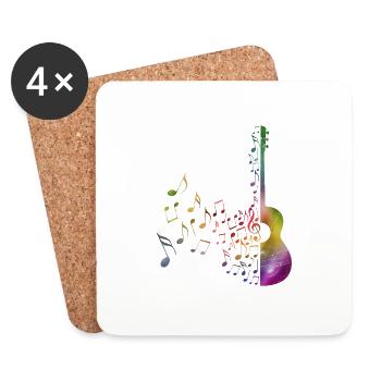 Double Exposure Guitar Musik Noten Geschenkidee - Untersetzer (4er-Set) - Weiß - Vorne