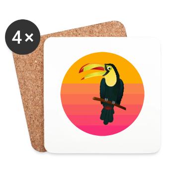 Sunset Bird Lover Vaporwave Toucan - Coasters (set of 4) - white - Front