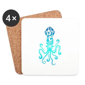 Maori Squid Polynesian Tribal Tattoo Geschenkidee - Untersetzer (4er-Set) - Weiß - Vorne