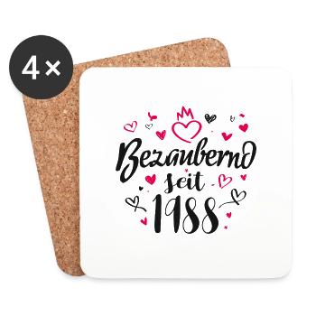 BEZAUBERND SEIT 1988 33 GEBURTSTAG GESCHENK FRAUEN - Untersetzer (4er-Set) - Weiß - Vorne