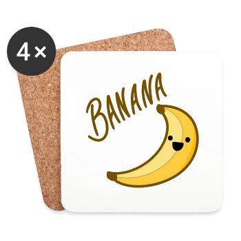 Banane - Dessous de verre (lot de 4) - blanc - Devant