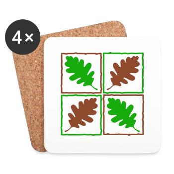Feuilles de bois allemands feuilles glands automne - Dessous de verre (lot de 4) - blanc - Devant