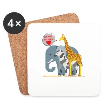 my best friends - i like animals - Coasters (set of 4) - white - Front