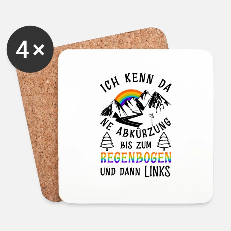 Bergsteiger bis zum Regenbogen Spruch - Untersetzer (4er-Set) - Weiß