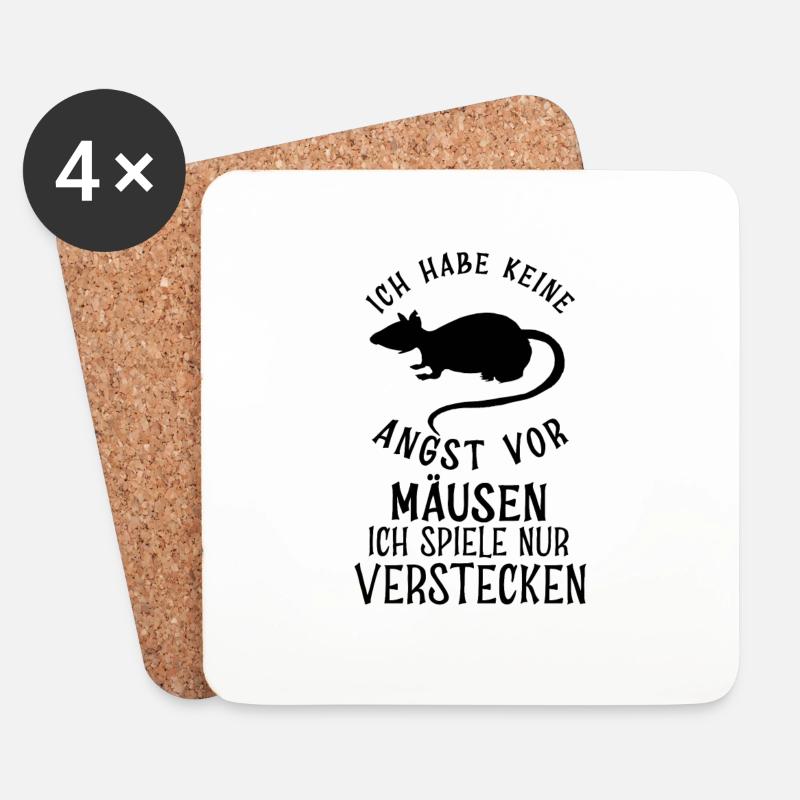 Keine Angst vor Mäusen Lustiger Spruch - Untersetzer (4er-Set) - Weiß
