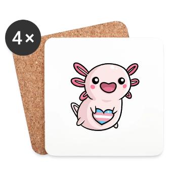Sweet Axolotl Transgender Queer Flag Flag LGBTQ - Coasters (set of 4) - white - Front