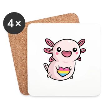 Süßes Axolotl Pan Queer Flagge Fahne LGBTQ Kawaii - Untersetzer (4er-Set) - Weiß - Vorne