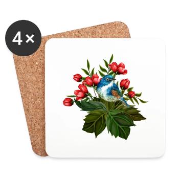 Bunter Vogel - Untersetzer (4er-Set) - Weiß - Vorne