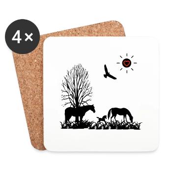 Chevaux - Dessous de verre (lot de 4) - blanc - Devant