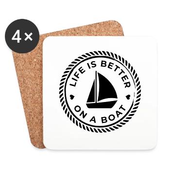 Life is better on a boat - Dessous de verre (lot de 4) - blanc - Devant