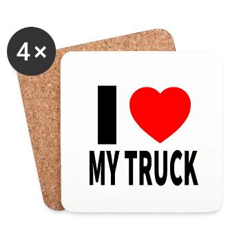 Camions - Dessous de verre (lot de 4) - blanc - Devant