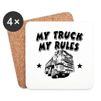 Camions - Dessous de verre (lot de 4) - blanc - Devant