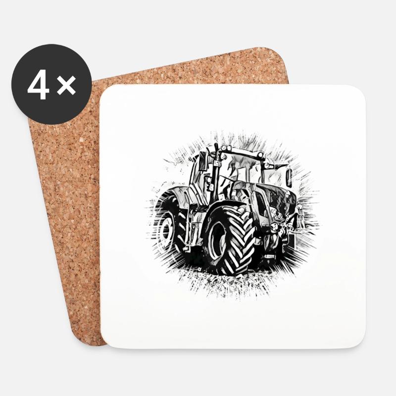 Tractor - Coasters (set of 4) - white