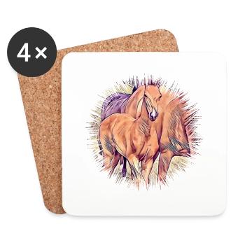 Cheval - Dessous de verre (lot de 4) - blanc - Devant