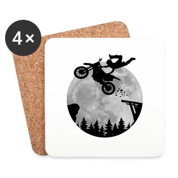 MX Motocross & Dirt Bike Moon Jump Gift Idea - Coasters (set of 4) - white - Front