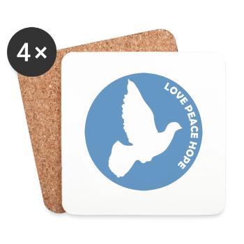 Love Peace Hope Pigeon - Coasters (set of 4) - white - Front