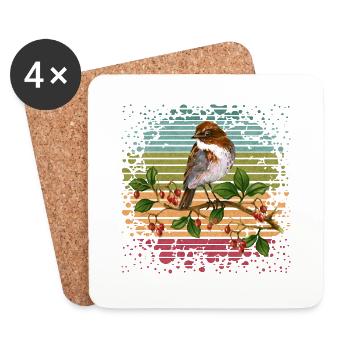 Oiseau - Dessous de verre (lot de 4) - blanc - Devant