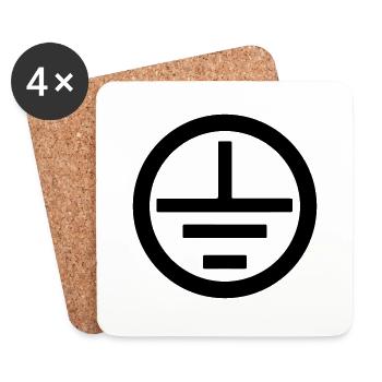 Electrician symbol electrical grounding - Coasters (set of 4) - white - Front