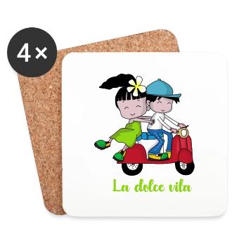La dolce vita – Paire scooter - Dessous de verre (lot de 4) - blanc - Devant