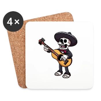 Mariachi Skeleton Playing The Guitar - Coasters (set of 4) - white - Front
