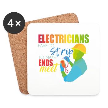 Elektriker - Untersetzer (4er-Set) - Weiß - Vorne