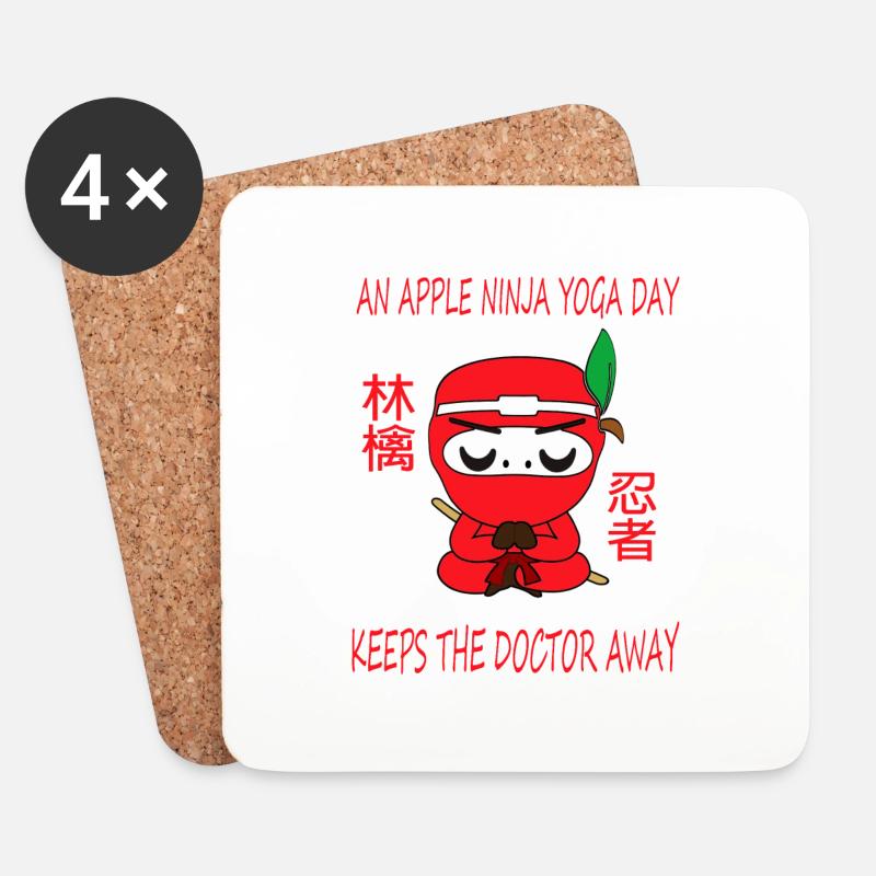 Apple Ninja - Untersetzer (4er-Set) - Weiß