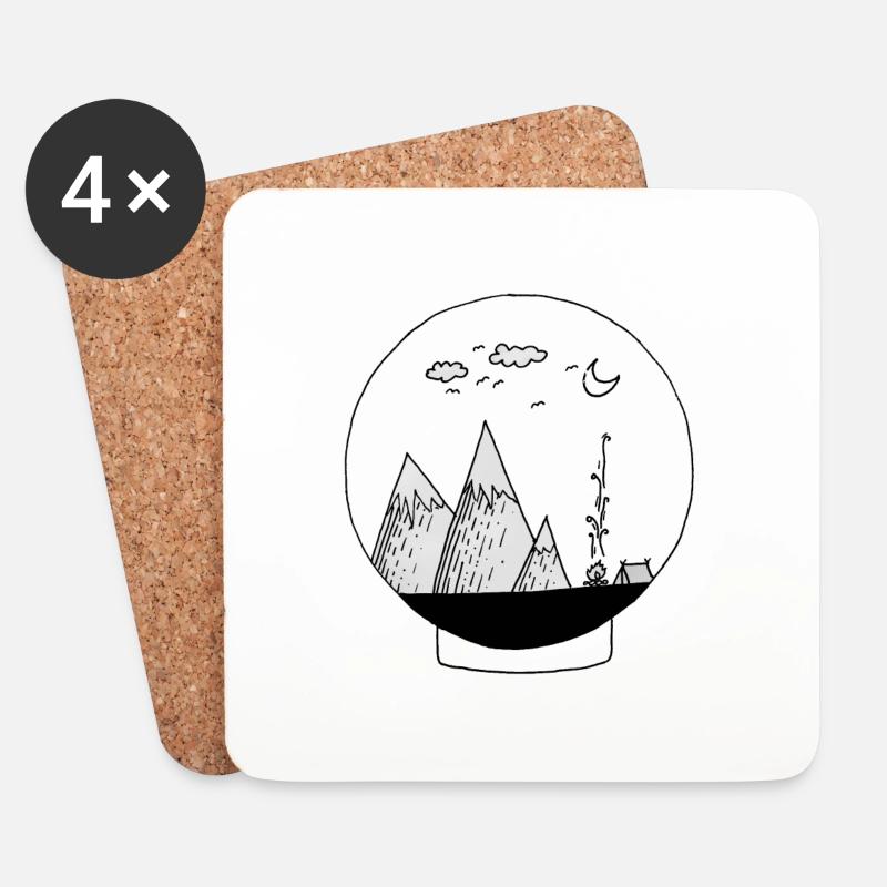 Schneekugel Berge - Untersetzer (4er-Set) - Weiß