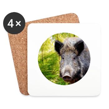 Hunting Hunter Wild Boar DEer Hunting - Coasters (set of 4) - white - Front