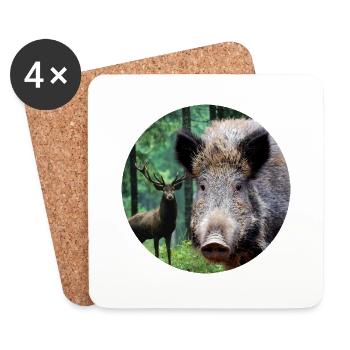 Hunting Hunter Wild Boar DEer Hunting - Coasters (set of 4) - white - Front