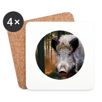 Hunting Hunter Wild Boar DEer Hunting - Coasters (set of 4) - white - Front
