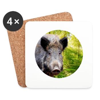 Hunting Hunter Wild Boar DEer Hunting - Coasters (set of 4) - white - Front