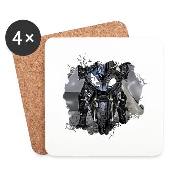 Moto de sport noir - Dessous de verre (lot de 4) - blanc - Devant