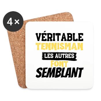 veritable tennisman les autres font semblant - Dessous de verre (lot de 4) - blanc - Devant