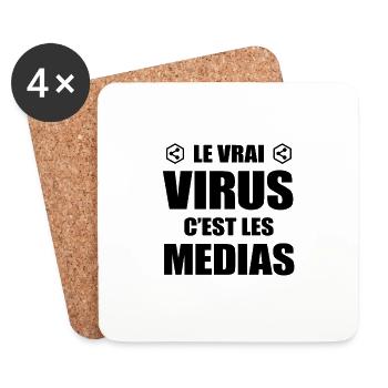 LE VRAI VIRUS C'EST LES MÉDIAS - Dessous de verre (lot de 4) - blanc - Devant