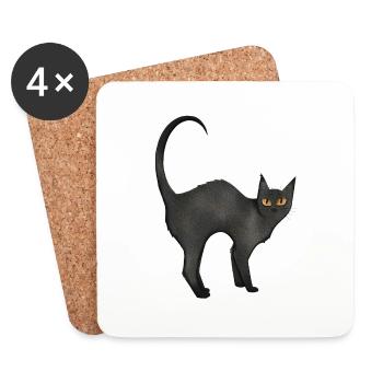 Chat Noir - Dessous de verre (lot de 4) - blanc - Devant