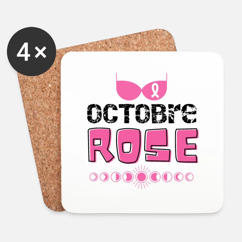 Rosa Oktober Kampf gegen Brustkrebs - Untersetzer (4er-Set) - Weiß