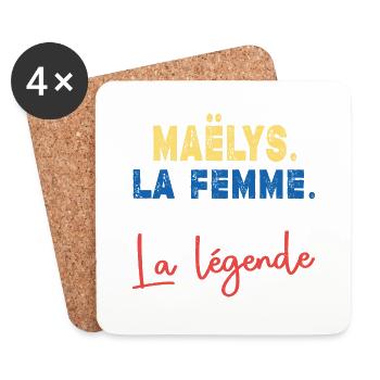 MAËLYS La Femme Le Mythe La Légende Cadeau Humour - Dessous de verre (lot de 4) - blanc - Devant