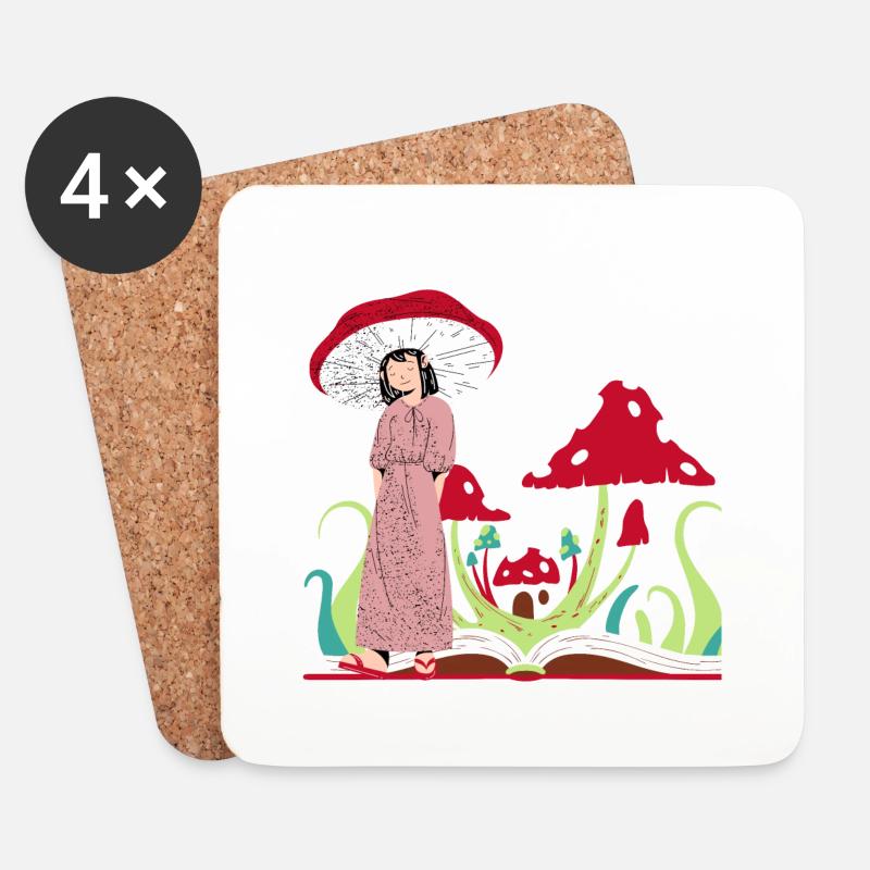 Pilzprinzessin, rote Champignons - Untersetzer (4er-Set) - Weiß