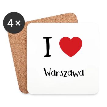 I Love Warszawa - Heart Love Warsaw - Coasters (set of 4) - white - Front